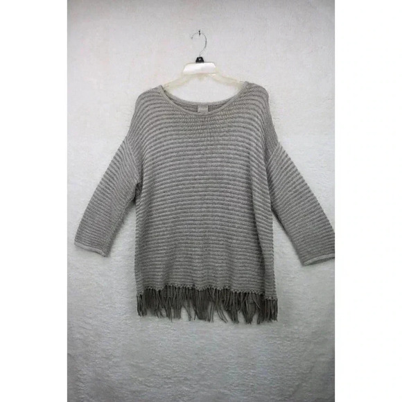 Chico's Women's Fringed Pullover Sweater-Size 2(Large-12)-Textured and Soft - Picture 1 of 8